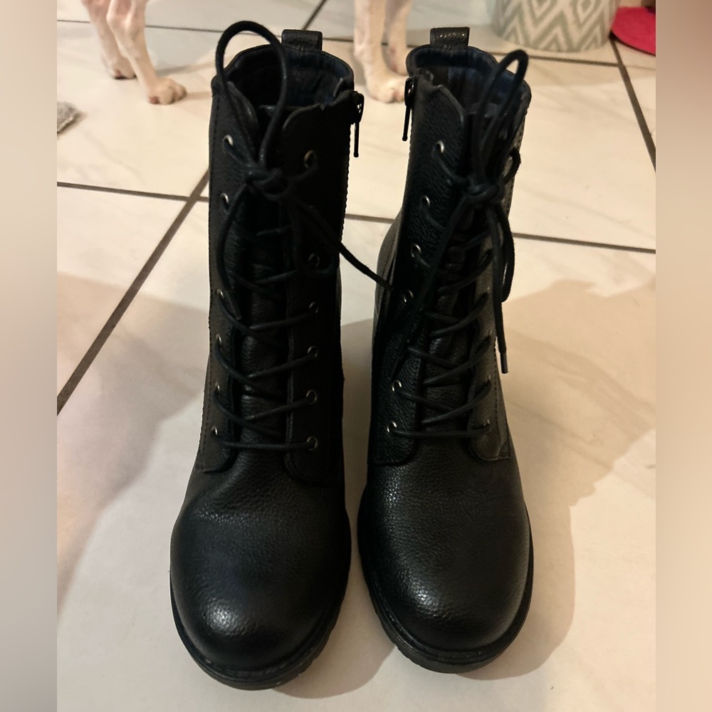 BareTraps Black Lace-Up Combat Boots